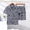 Herren-Nachtwäsche, Herren-Pyjama-Set, Sommer-Kurzarm-Nachtwäsche, 2-teilig, lässige Loungewear-Pyjama, 5XL, Homewear, Hombre, Pijama, Anime-Roomwear, 230317