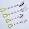 Dijkartikelen sets 2 pc's/kavel roestvrijstalen lepels vork schop schopvorm sleutel tabelgift home cadeau mooi handgreep flatware