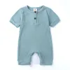 Babykleding jongen/meisje baby blauwe jumpsuit bodysuit zomerkleding solide kleur romper zacht katoenen jumpsuit voor pasgeborenen kleding 1963