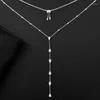 Pendant Necklaces Fashion Austrial Crystal Sexy Long Tessel Pendants Necklace For Women Elegant Diamond Neck Chain Zk40