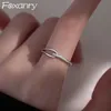 Bandringen Foxanry Minimalistisch Zilver Kleur Zirkonia Verlovingsringen voor Vrouwen Paar Koreaans Trendy Elegant Geometrisch Handgemaakte Bruid Sieraden G230317