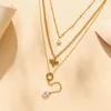 Pendant Necklaces WeSparking EMO Stainless Steel Gold Plated Three Layers Bee Flower Pearl Necklace Clavicle Chain For Women