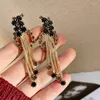 Backs oorbellen herfst en winter overdreven metalen Tassel Earclip Temperament Flash Crystal Women's Long Vintage Clip