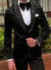Costumes pour hommes magnifiques smokings de mariage noirs sur mesure 2023 impression veste gilet pantalon 3 pièces ensemble Blazer Masculino Trajes A Medida