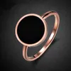 Bandringar Aenine Böhmen Party Ring For Women Girls Trendy Rose Gold Color Round Black Akryl Stone Rostfritt stål Ringar Juveler AR17041 G230317