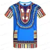 T-shirts pour hommes 2023 nouveaux éléments ethniques Dashiki à manches courtes série maille imprimée numérique T230317