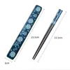 Chopsticks 1 Pairs Japanese Chinese Style Wood Creative Reusable Wooden 1Pair Portable With Case Red Blue