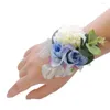 Bracelet de demoiselle d'honneur à fleurs décoratives, Corsage de mariage, ruban en Polyester, nœud de perle Rose, cadeaux de poignet