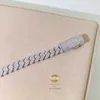 أزياء غرامة مثلج خارج المجوهرات مخصص مطلية بالذهب المشبك الطويل الكوبي ربط سلسلة مويسانيتي 10 ملليمتر الفضة سوار الكوبي