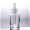 Kvalitet 30 ml glas eterisk olja per flytande reagenspipett dropparflaska platt skiva cylindrisk klar/frostad/bärnsten droppe