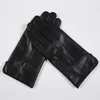 Five Fingers Gloves GOURS Winter Real Leather Gloves Men Black Genuine Goatskin Gloves Fleece Lined Warm Fashion Driving Mittens Arrival GSM043 230317