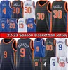 New Yorks Knick Custom Basketball Jersey tryckt upplaga RJ Barrett Derrick Rose Julius Randle Patrick 33 Ewing Fournier 2022 2023 City Black Edition Skjortströjor