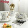 Bowls Hand-Painted Creative Individual Porcelain Tableware Set Bowl Instant Noodle Big Soup Rice Plate Cup Chopsticks Holder