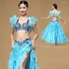 Stage Wear Marque Orient Dance Robe Ventre 2pcs Outfit Set (soutien-gorge et jupe) Épaule Femmes Costumes égyptiens