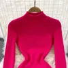 Casual jurken Slim Turtleneck herfst bodycon gebreide katoenen trui lange jurk winterfeest vrouwen warme sexy split schede tuniek vestidos