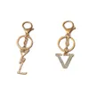 Luxury Letter Key Rings Men Women Bag Charm Keychains Car Key Diamond Pendants Keychain Jewelry Wholesale