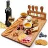 Nouveaux grands blocs à découper le fromage en bambou 14x11x0.6 pouces planche à charcuterie avec outil de coupe cadeau idéal ustensiles de cuisine RRA