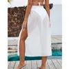 Женские купальники CC Chefon Beach Pareo Women Sexy Sexy-Through Bikini Crast Up Lady Lady Lady Holiday Solid Lace-Up Long Dress Casual Warp Skir