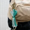 Porte-clés Boho Main Tissé Macramé Coeur Porte-clés Avec Feuille Designer Sac Pendentif Voiture Porte-clés Titulaire Amour Gland 2023