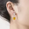 Stud Earrings Karachi Exquisite And Luxurious Glitter Diamond Pink Yellow White Zircon Female Fashion Color Jewelry