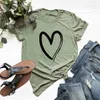 Женская футболка Summer Cotton Women Fashion Fashion Neon Green Simple Love Pring футболка с коротким рукавом молодые девушки повседневная y2k harajuku O-образное вырезок Тренд 230317