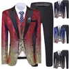 Men's Suits 3 Pieces Men's Suit Bling Shiny Color With Gold Mens Slim Fit Notch Lapel Tuxedo Wedding Formal (Blazer Vest Pants)