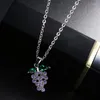 Collane con ciondolo Seanlov Fashion Grape CZ Pendenti in cristallo Catena color argento Collana lunga con dichiarazione Gioielli di fidanzamento da donna