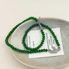 Pendant Necklaces Strands Strings Western Empress Dowager Planet Pin Zircon Beaded Green Crystal Necklace Cool Wind Minority Collarbone Chain Female