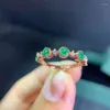 Кластерные кольца Yulem Натуральный изумруд с хорошим цветом Высококачественные продукты 925 Серебряный основной размер камня 3 3 мм