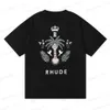 Mäns T-shirts High Street Rhude Las Palmas Coconut Crown Print Casual Round Neck Kort ärm T-shirt T230317