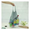 Bolsas de armazenamento Bolsa de supermercado reutilizável 14 cor de tamanho grande comprador portátil Tote malha líquida de algodão de algodão Drop Drop Garden Hou Dh3HC