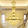 Chandeliers American Crystal LED Lights European Big Long Chandelier Home Indoor Lighting Dia120cm H180cm 3 Color Dimmable