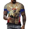 Herr t-shirts mode Ryssland har 3D-tryck t-shirts sommar runda nacke ryska flagga korta ärmkläder streetwear överdimensionerade toppar 230317