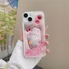 Glitter Luminous Neon Sand Phone Case pour iphone 14 Plus 13 12 11 Pro Max Fruit Rabbit Liquid Quicksand Glow The Dark Silicone Cover