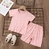 Ensembles de vêtements 1-7 ans couleur unie bébé vêtements ensemble été Modal nouveau-né bébé garçons filles vêtements 2 pièces bébé pyjamas unisexe enfants vêtements ensembles