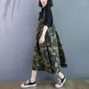 Robes décontractées Harajuku 2023 Streetwear automne lâche Denim robe à bretelles femmes rétro Camouflage vêtements dame chemise Elbise Y513