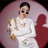 Sunglasses 2023 New High Quality F family's new personality letter mirror leg cat's eye female star same sunglasses fashion V1