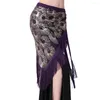 Stage Wear Class Belly Dance Clothes Black Mesh Base Long Fringes Triangle Sequins Belt Bellydannce Hip Scarf For Gilrs
