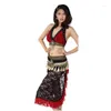 Stage Wear Tribal Belly Dance Costume Set 2 Pieces Outfit Bra Cup A/B/C/D Lace Hip Scarf Women Dancewear Plus Size