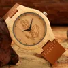 Armbandsur Brown Watch Quartz Men's Boat Anchor Carved Mönsterlogg Färg Dial Bamboo Dot Scale Justerbar för pojkvänskursur