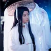 Tema kostym xie lian cosplay come tian guan ci fu cosplay xielian peruks bambu hatt prop män kvinnor vit Han fu anime outfit aa230316