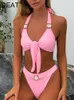 Bikinis Set Deat 2022 Summer Beach Vacation Sexig ärmlösa Bow Bandage Tops Diamonds Tvådel Set Women Bikini SwimeWear MJ056 P230316