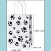 Bolsas de embalagem Puppy Dog Paw Print Treat With Paper Twist Handles para Pet Party Favor Doup Delivery Office School Business Industrial