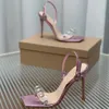 Gianvito Rossi Ribbon Candy zielony sandał 10,5 cmwomen luksusowy Cleo Crystal High Heels Przezroczysty Pvc Stiletto Sandal Sandal Pasku