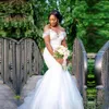 2023 Abiti da sposa a sirena africana con spalle scoperte Abito da sposa innamorato Appliques in pizzo Perle Vestido De Noiva