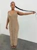 Traje de baño de mujer con cuello en V Túnica larga de ganchillo Sexy con tirantes Hollow Out Maxi Dress Ropa de verano Mujer 2023 Ropa de playa Traje de baño Cubrir A1966