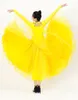 Vêtements de scène robe de danse de salon adulte senior strass grande balançoire femmes valse latine Tango Performance Costumes jaune