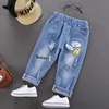 Dżinsy Summer Baby Boys Denim Denim Hole Dzieci Dżinsy w stylu Korea Południowej Casual Cowboy Pants Child Toddler Beach Spods 230317