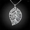 Chaînes 925 argent grande feuille pendentif collier 18 pouces chaîne pour les femmes mariage fiançailles fête bijoux chaînes-cadeaux