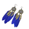 Boucles d'oreilles pendantes 2023 Long gland mode plume Style ethnique Boho grande déclaration boucle d'oreille mariage femmes accessoires en gros